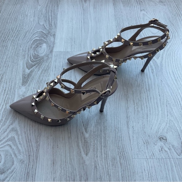 Valentino Garavani rockstud ankle strap high heel nude beige leather sz EU 38.5 - Picture 8 of 10